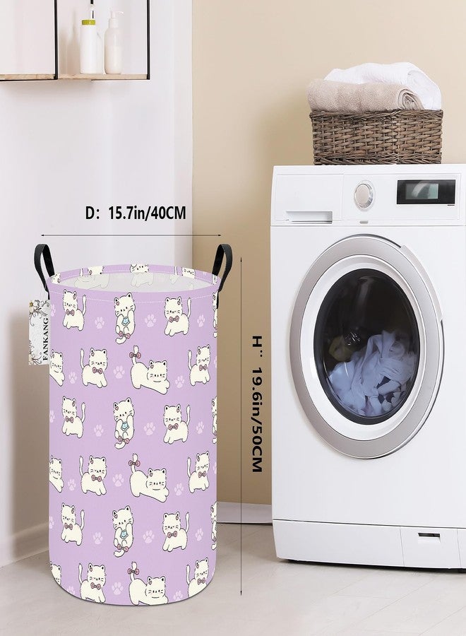 FANKANG Storage Basket, Nursery Hamper Canvas Laundry Basket Foldable with Waterproof PE Coating Large Storage Baskets for Kids Boys and Girls, Office, Bedroom, Clothes,Toys(Cat) - Image 2