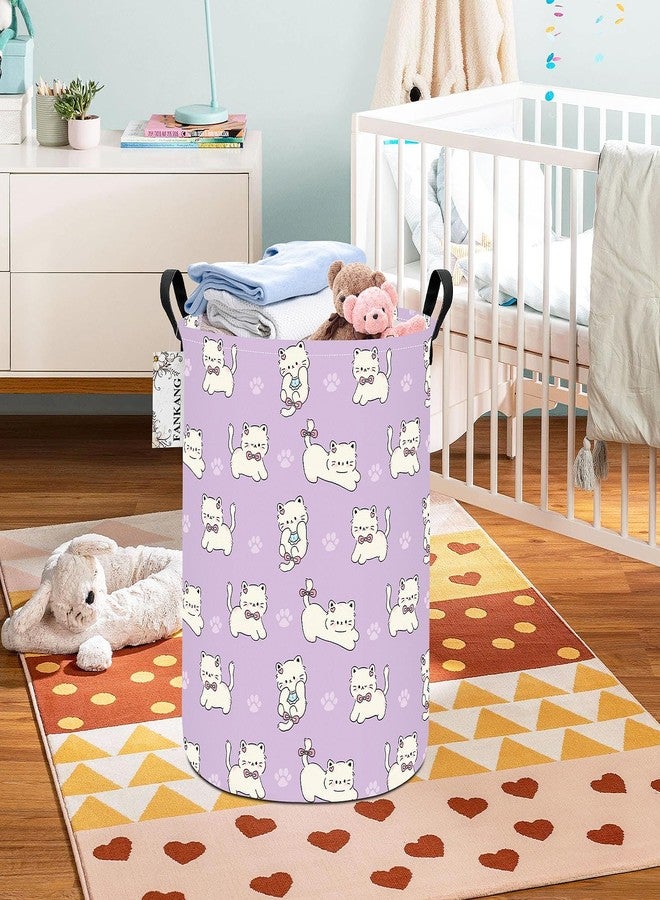 FANKANG Storage Basket, Nursery Hamper Canvas Laundry Basket Foldable with Waterproof PE Coating Large Storage Baskets for Kids Boys and Girls, Office, Bedroom, Clothes,Toys(Cat) - Image 3