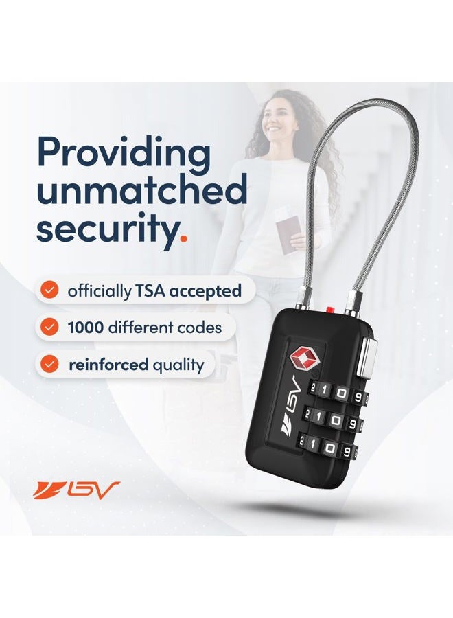 BV Black Combination Lock, TSA Approved, Resettable, 1000 Possibilities - Image 2