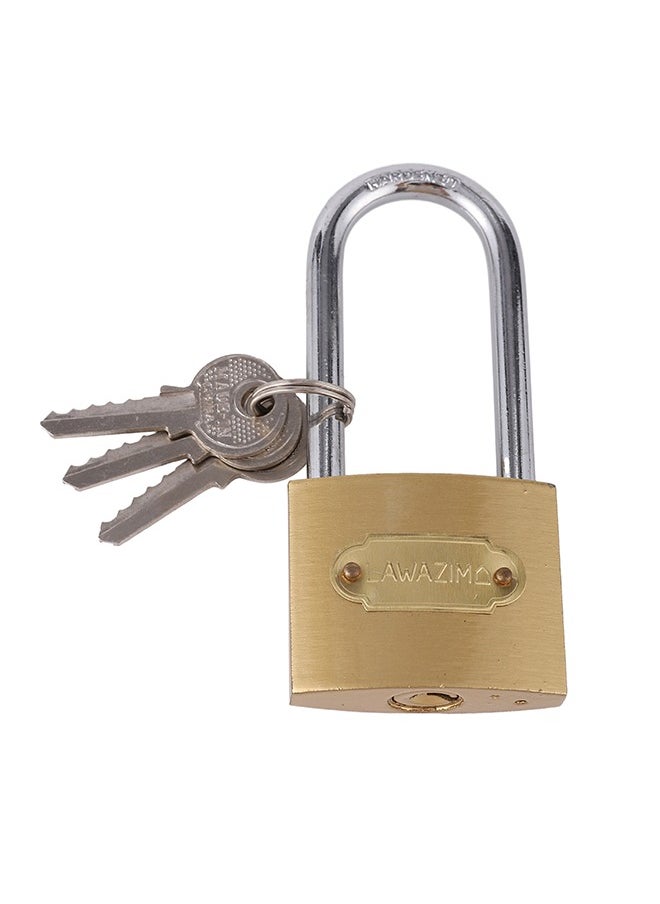LAWAZIM Brass Padlock | Weatherproof Padlock with Keys for Travel Bags, File Cabinet Lock, Backpack, Suitcase, School Gym Locker, Toolbox  - Image 1
