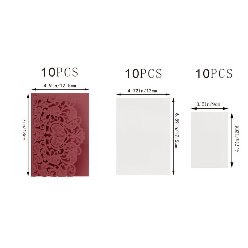 Champagne Golden Wedding Invitations 10 Sets Tri Fold Cards With Envelopes - Image 4