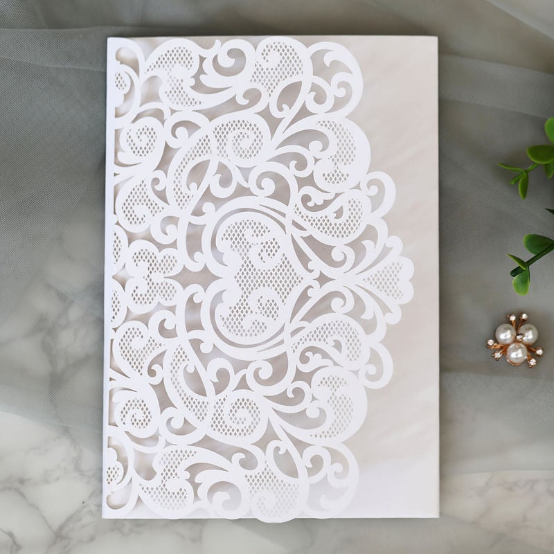 Champagne Golden Wedding Invitations 10 Sets Tri Fold Cards With Envelopes - Image 2