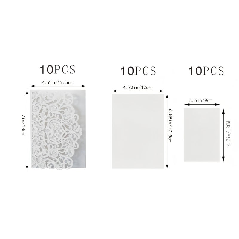 Champagne Golden Wedding Invitations 10 Sets Tri Fold Cards With Envelopes - Image 3
