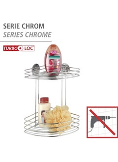Wenko WENKO Turbo-Loc Corner Rack - 2 Shelves, Fixing Without Drilling, Steel, Chrome  - Image 2