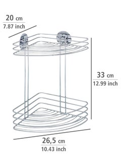 Wenko WENKO Turbo-Loc Corner Rack - 2 Shelves, Fixing Without Drilling, Steel, Chrome  - Image 5