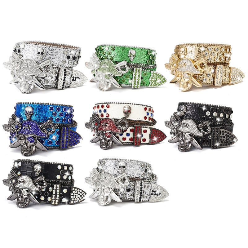 Punk Belt Style Pirate Rhinestone Punk Girl Wind Rock Fashion Belt Men'S And Women'S Belt - Image 2
