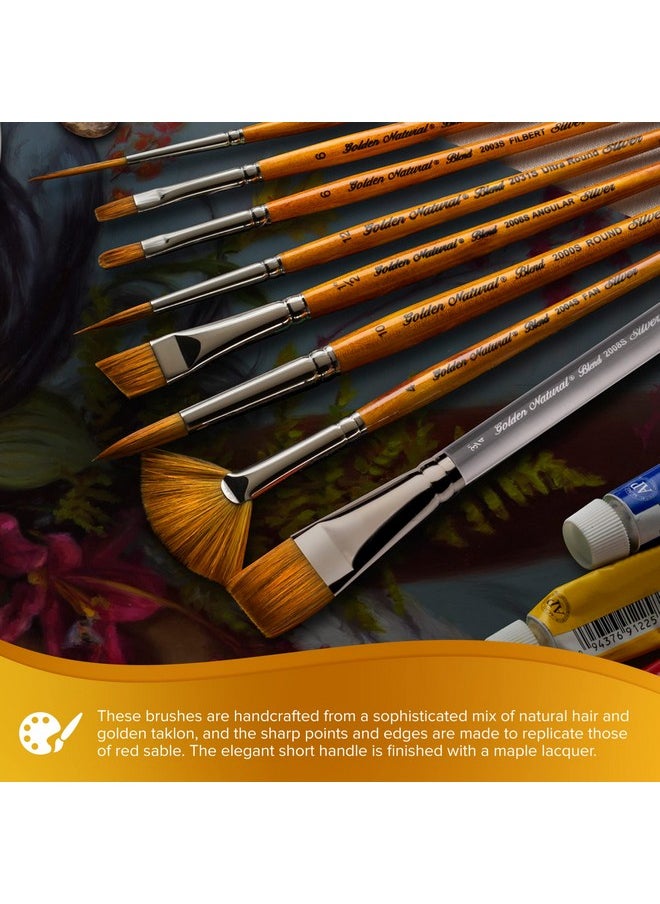 سيلفر براش ليمتد فرشاة 2031S Golden Natural Ultra Round للألوان المائية والزيتية والأكريليك، مقاس 8، مقبض قصير  - Image 4