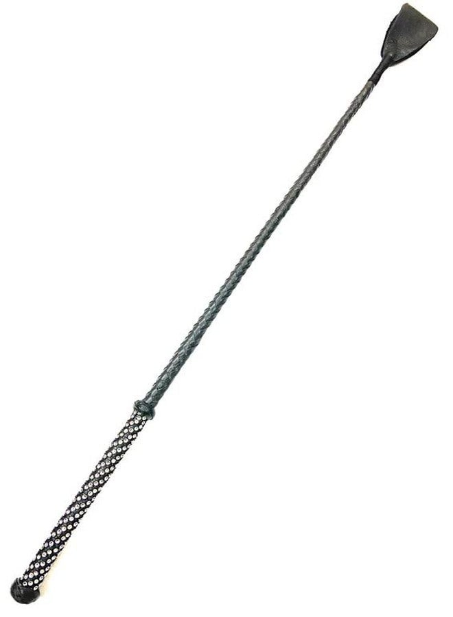 Pets Triangle Leather Braided Riding Crop Unbreakable Stick Toy and Game Whip 27 inches Gray - Image 1