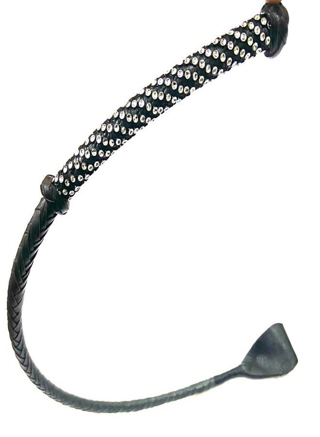 Pets Triangle Leather Braided Riding Crop Unbreakable Stick Toy and Game Whip 27 inches Gray - Image 5