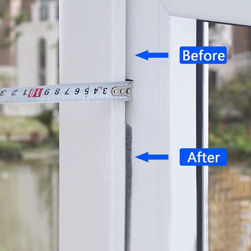 Vinsh Enterprise VINSH ENTERPRISE 10 Meters Door Sealing Strip for Home Soundproof Window Sealing Strips Windproof Dustproof Door Window Frame Seal Self Adhesive Brush Strip Sliding Window Seal Window Door Seal  - Image 4