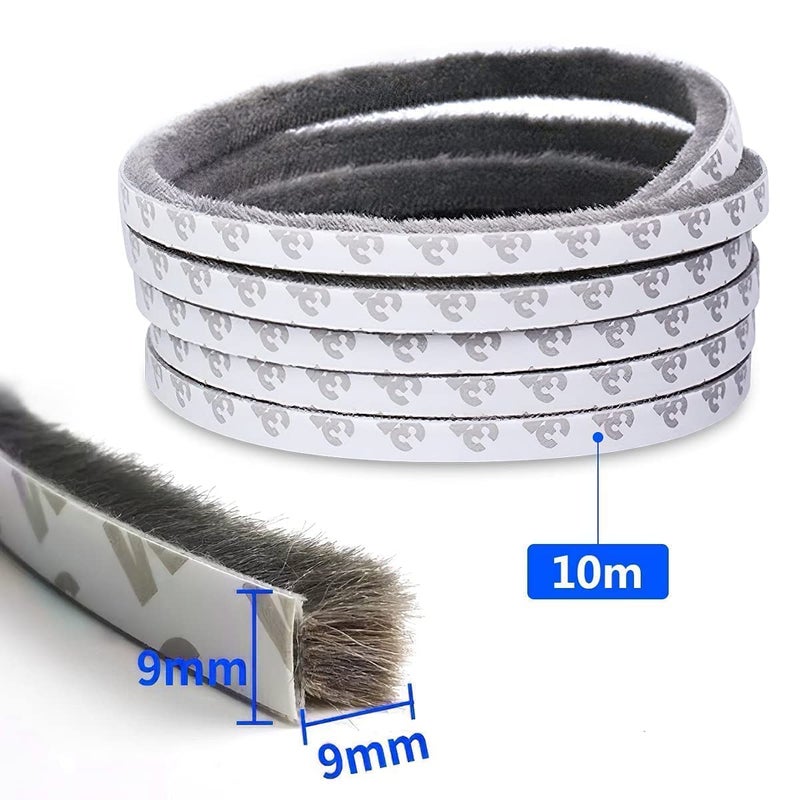 Vinsh Enterprise VINSH ENTERPRISE 10 Meters Door Sealing Strip for Home Soundproof Window Sealing Strips Windproof Dustproof Door Window Frame Seal Self Adhesive Brush Strip Sliding Window Seal Window Door Seal  - Image 2