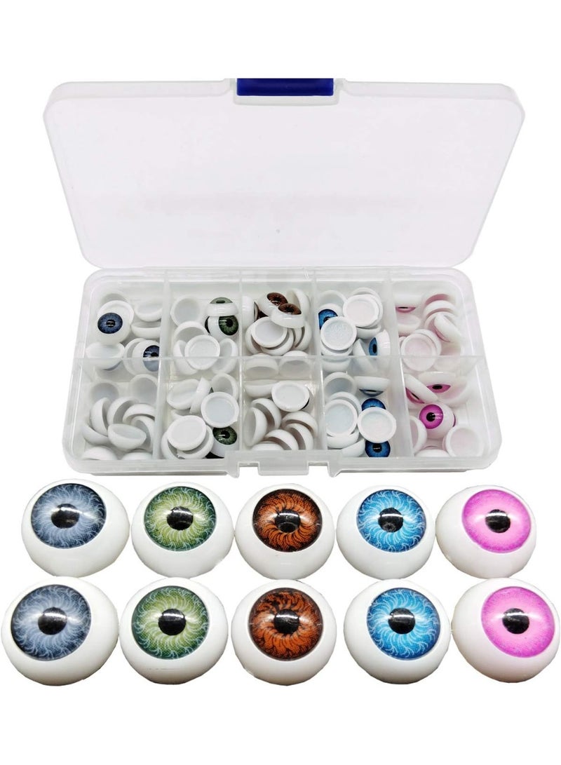 SUNSAR 12mm Doll Eyeballs Half Round Plastic Eyes, Craft Plastic Fake Eyes, 100pcs/box Animal Eyes Doll Eyeballs Plastic Eyes Eyeball for DIY Doll and Craft Making - Image 1