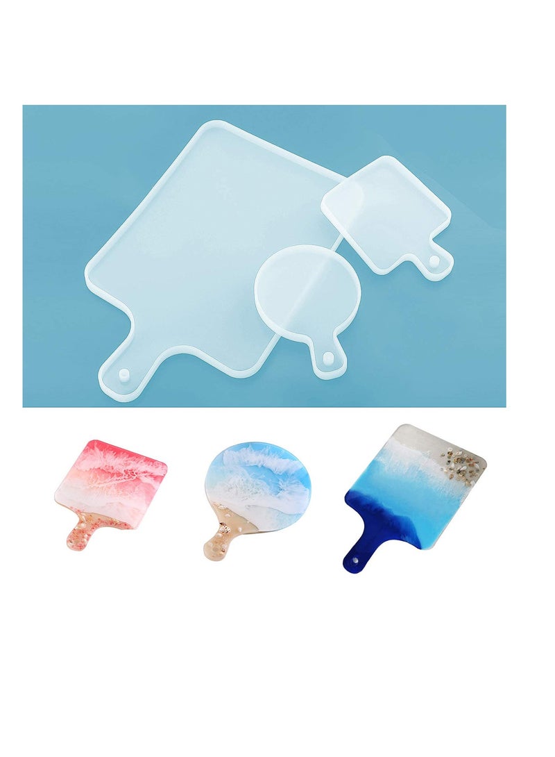 Excefore DIY Silicone Resin Molds, 3 Pcs Resin Casting Molds, Square Serving Tray Molds for Epoxy Resin Coaster, Great for Home Decoration, Ocean Wave Resin Painting Art - Image 1