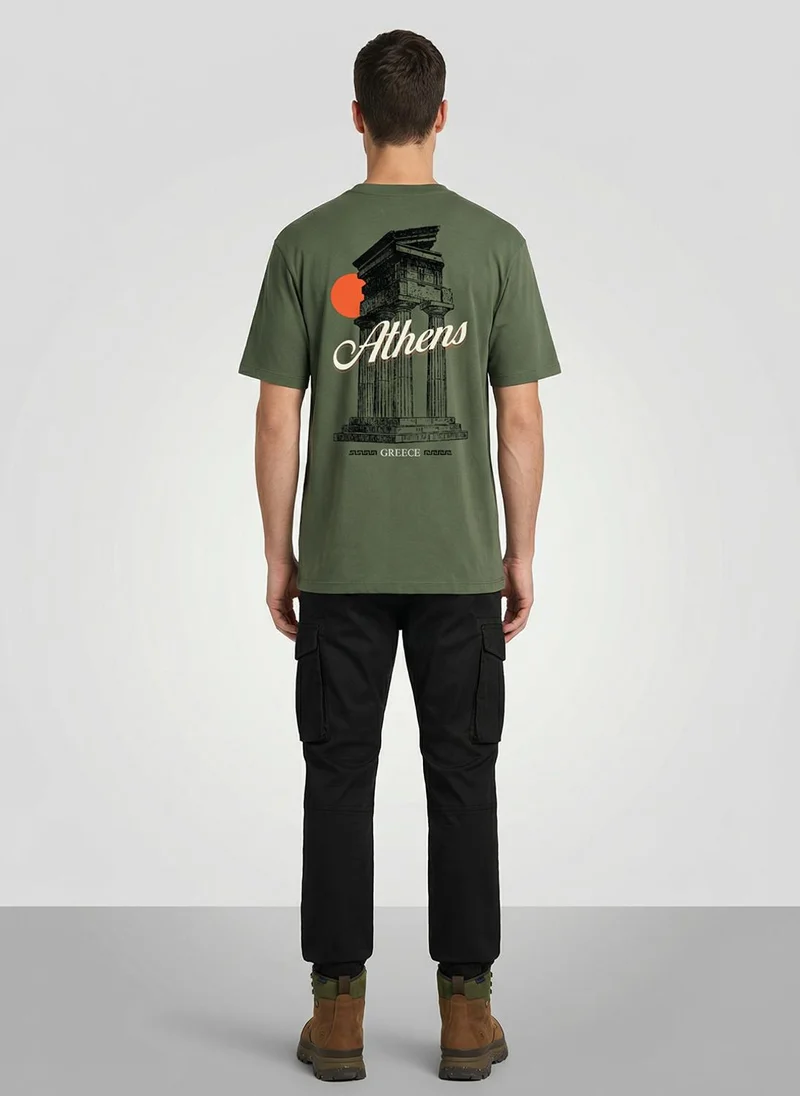 نوبيرو Men Oversized Graphic Printed T-shirt