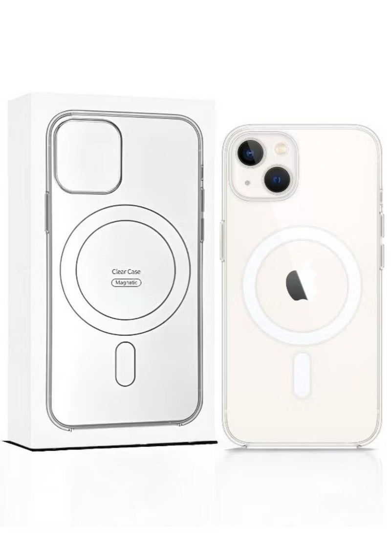 ماجنيتك جراب مغناطيسي لموبايل (آيفون 13) متوافق مع ماج سيف MagSafe، غطاء جوال شفاف رفيع ومضاد للصدمات, مصنوع من مادة البولي يوريثين حراري - Image 1