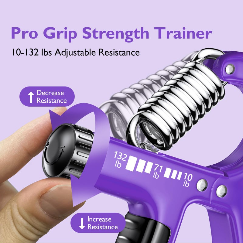 FitBeast Grip Strengthener Forearm Strengthener, Adjustable Hand Grip for Strength Training & Rehabilitation, 10-132 lbs Resistance, Ideal for Athletes and Physical Therapy (1 Piece Purple) - Image 2