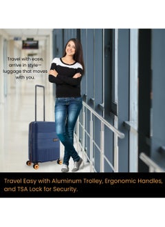 Discovery Discovery Trails Carry-On Small Cabin PP Hardside Luggage Navy, Durable Expandable Unbreakable Double Zip Lightweight Travel Bag 4 Double Wheel TSA Lock 21 Inch Suitcase Trolley Bag.  - Image 2