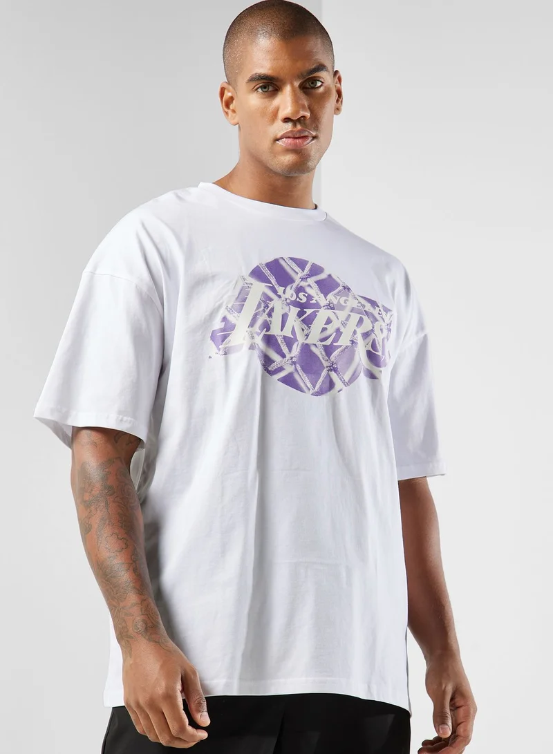 NEW ERA Los Angeles Lakers Infill Logo Oversized T-Shirt