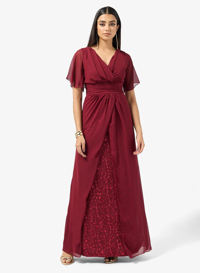 Khizana  A-line Dress With Flutter Sleeves for Women | Best Price UAE