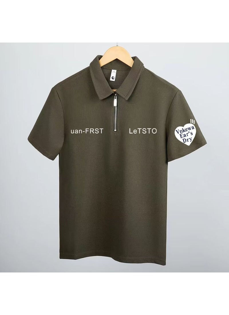 Generic - 2024 New Summer Fashion Mens Embroidered Polo Shirt Short Sleeves Trendy Brand Casual Lapel T-shirt Thin Top For Men Green - Image 1