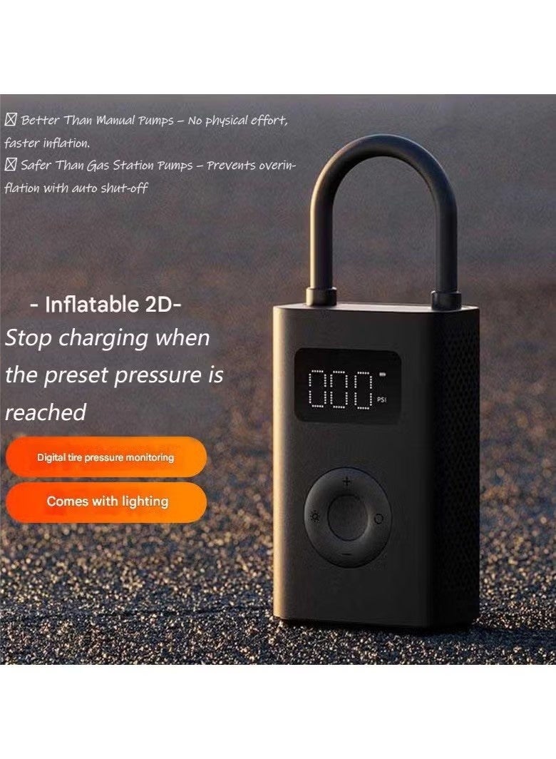 NIBEMINENT Portable Air Compressor 2 Wireless – Mini Tire Inflator,Automatic Air Pump,150 PSI Fast Auto Inflation with Digital Pressure Gauge (Portable & USB-C) for Car, Bicycle, Motorcycle, Ball, Bike, Balloon, Black - Image 1