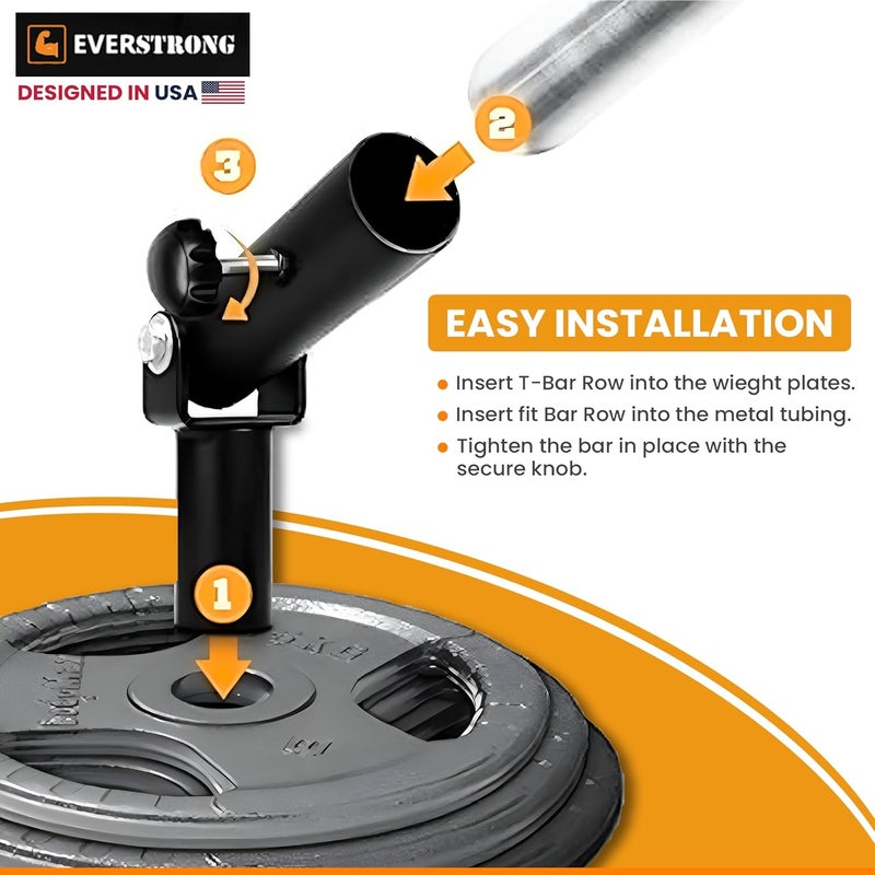 EVER STRONG T Bar Row Attachment with V Bar Attachment Landmine Handle - 360 Swivel Landmine Attachment for Barbell for Full-Body Workout in Home Gym - Small Spaces - Deadlifts Squats Landmine Stand - Image 5