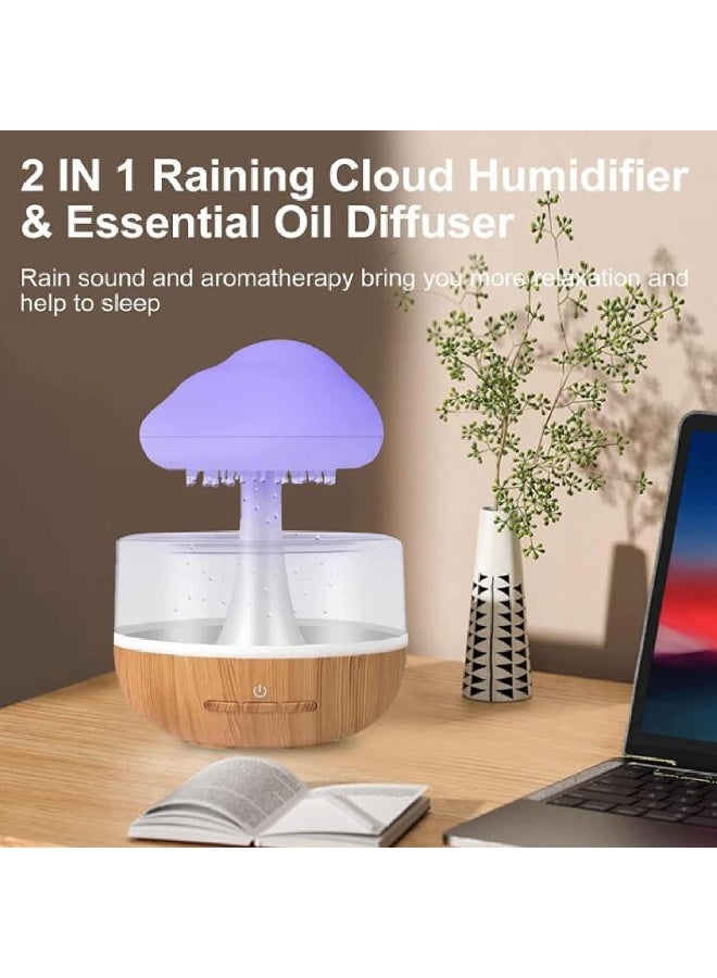 BROLEO Rain Cloud Humidifier, Water Drip Cloud Diffuser Essential Oil Diffuser with 7 Colors LED Lights, 500ml Volume, Desk Bedside Aromatherapy Diffuser for Sleeping Relaxing Mood - Image 2