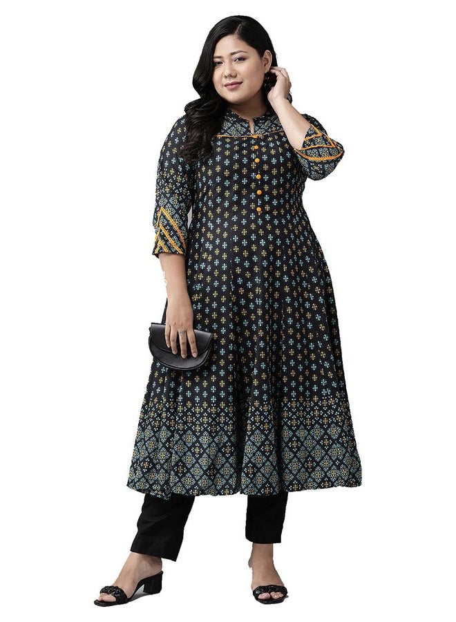 YASH GALLERY Women's Rayon Floral Printed Anarkali Kurta for Women - Image 1
