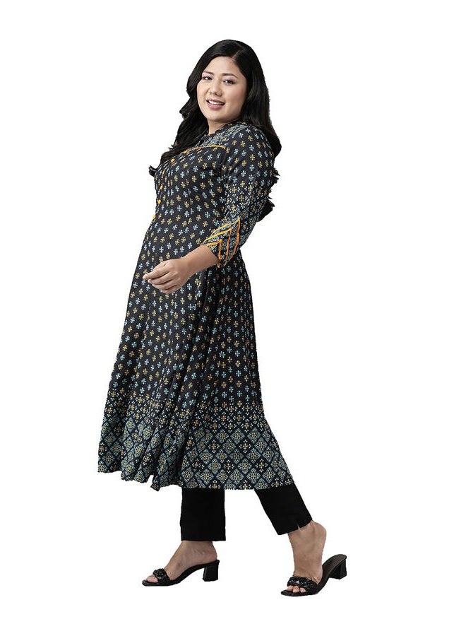 YASH GALLERY Women's Rayon Floral Printed Anarkali Kurta for Women - Image 3