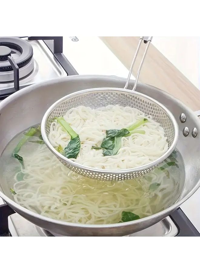 Stainless Steel Fine Mesh Colander With Wooden Handle For Pasta Noodles And Grease Filtering - Image 5
