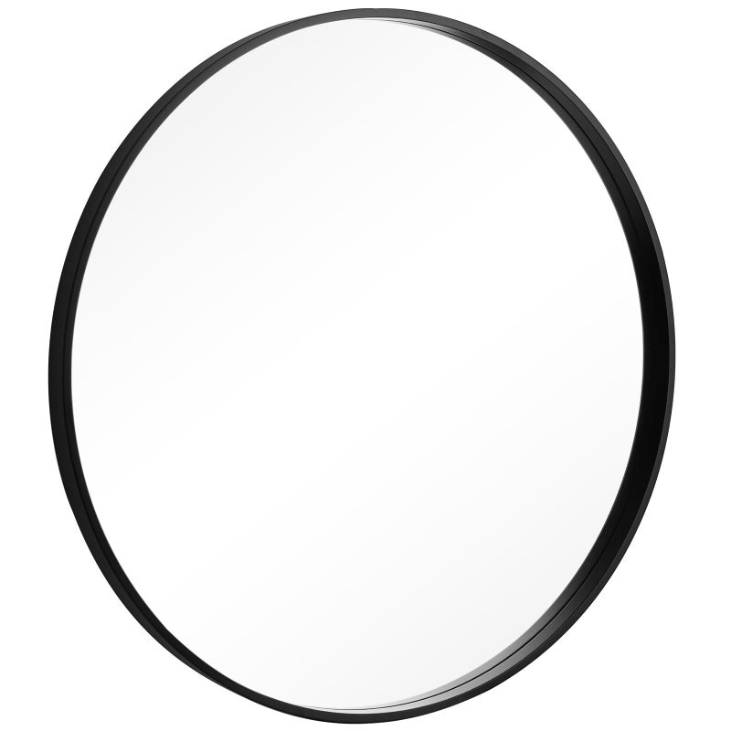 WallBeyond Round Wood Mirror, 32" Round Modern Decoration Large Circle Wall Mirror for Bathroom Living Room Bedroom Entryway, Black - Image 2