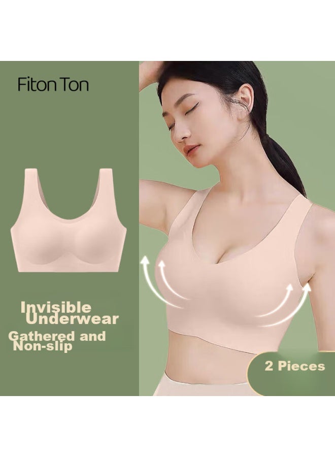 FitonTon Fitonton Two-piece Women's Underwear, Bra, Seamless Underwear, Side Support, Wireless, Push-up, Sports Bra  - Image 1