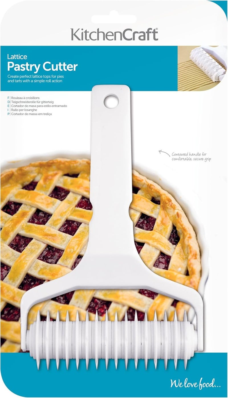 KitchenCraft hand held lattice pastry pie top cutter roller, white - Image 2
