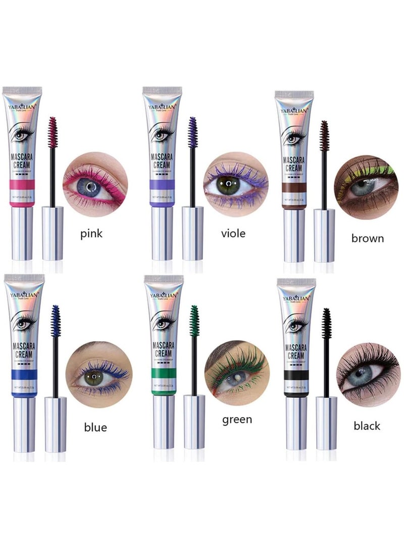 Generic - Waterproof Colored Mascara Set, Long Lasting Smudge-Proof Lash Sensational Mascara, Washable Volumizing Lengthening Defining Curling Eyelash Makeup Set Lift Separate Eye Lashes False Lash 6 Pcs - Image 1