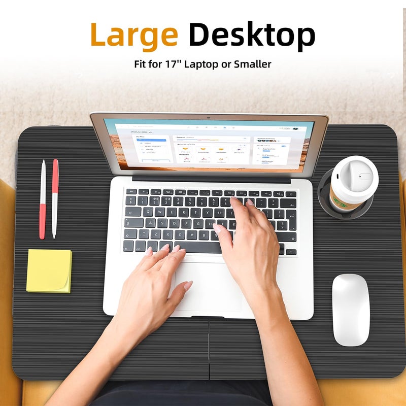 BUYIFY Foldable Laptop Bed Desk for Couch, Sofa - Large Lap Desk Tray Table with Cup Holder and Tablet Slot - Portable Notebook Stand for Eating, Writing, Studying and WFH -NEW-006 - Image 5