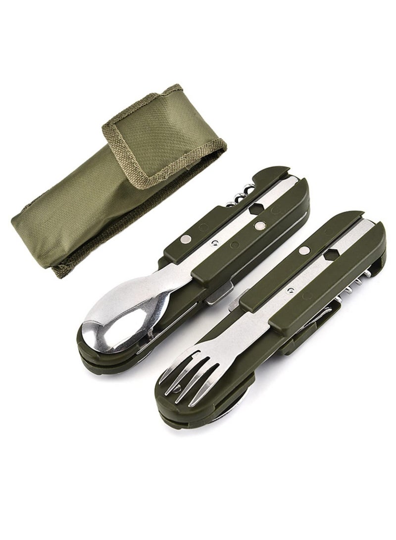 Portable Flatware Set 5 in 1 Stainless Steel Travel Cutlery with Detachable Design for Camping Hiking and Outdoor Adventures 2 Pack - Image 1
