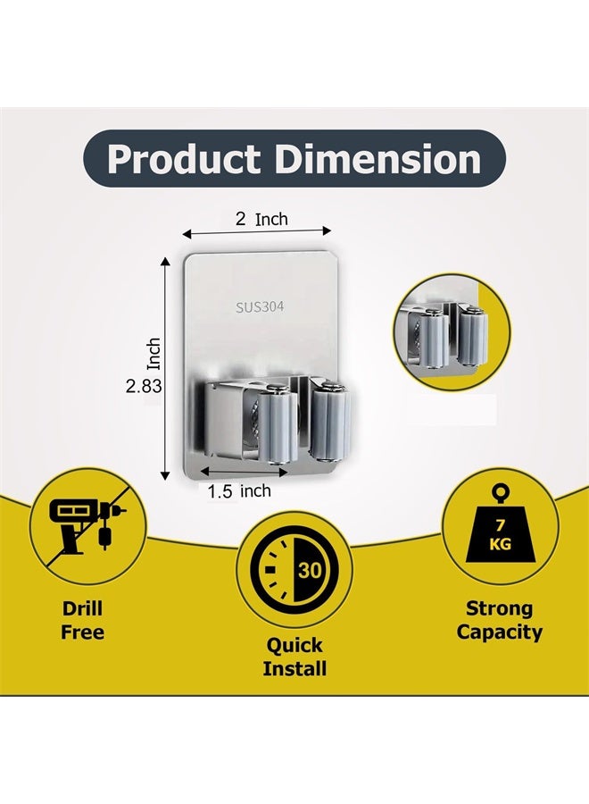 هومستر حزمة حامل المكسرة من 4 ، حائط مثبت 304 الفولاذ المقاوم للصدأ مضاد للصدأ ومكافحة الانزلاق حامل مسح ، للمنزل والمطبخ والحمام والحديقة - Image 2