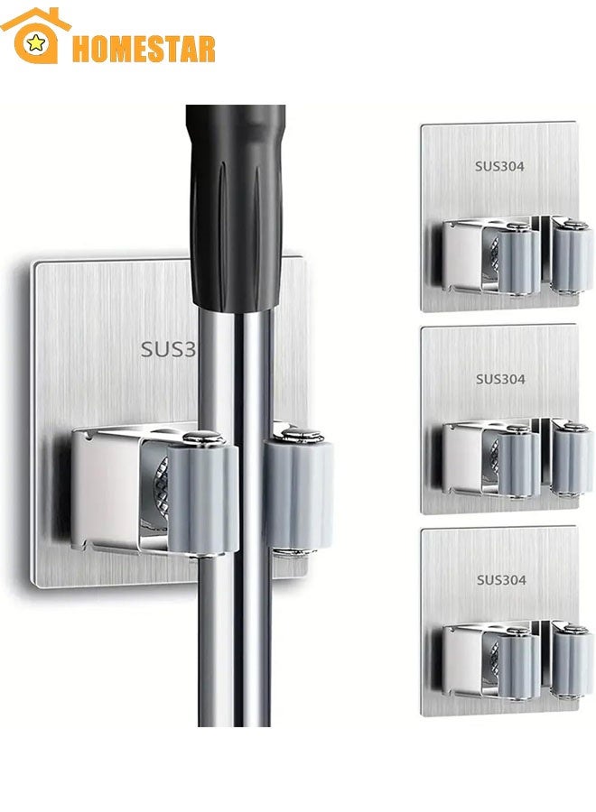هومستر حزمة حامل المكسرة من 4 ، حائط مثبت 304 الفولاذ المقاوم للصدأ مضاد للصدأ ومكافحة الانزلاق حامل مسح ، للمنزل والمطبخ والحمام والحديقة - Image 1