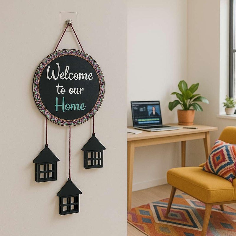 DECORIQUE Wooden Wall Hanging Welcome Sign Decorative Quote Board For Home, Door, Entrance, Hall & Office - Rustic Wall Art & Housewarming Gift Item,25 Cm - Image 3