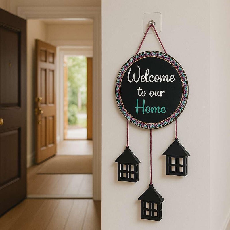 DECORIQUE Wooden Wall Hanging Welcome Sign Decorative Quote Board For Home, Door, Entrance, Hall & Office - Rustic Wall Art & Housewarming Gift Item,25 Cm - Image 4