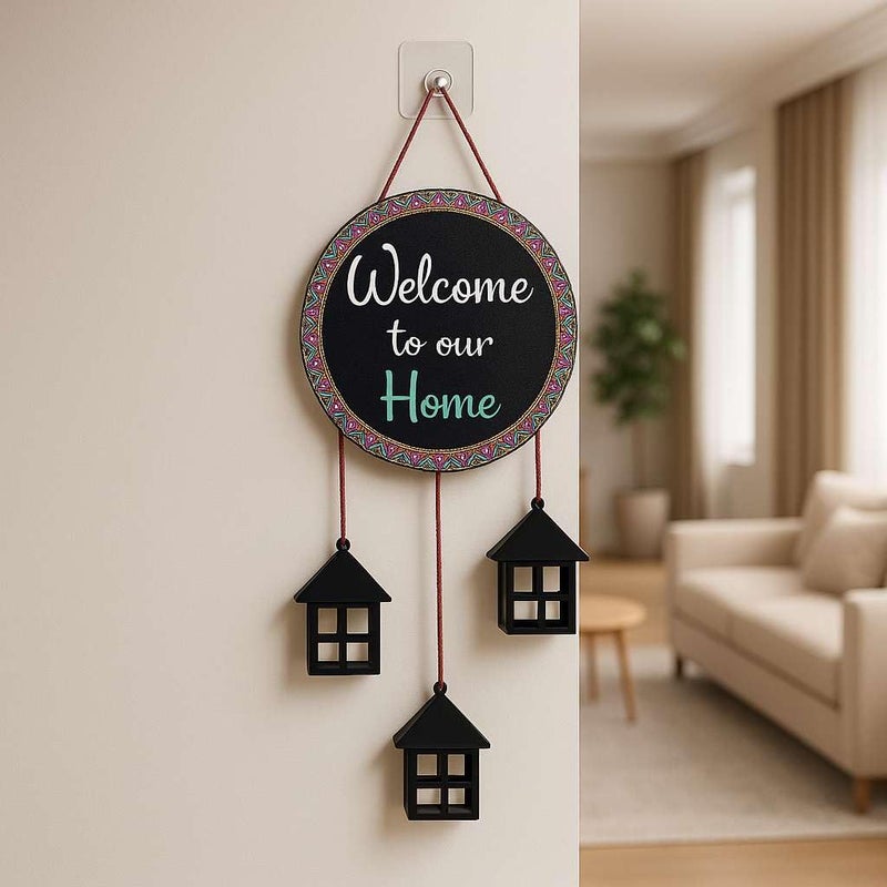 DECORIQUE Wooden Wall Hanging Welcome Sign Decorative Quote Board For Home, Door, Entrance, Hall & Office - Rustic Wall Art & Housewarming Gift Item,25 Cm - Image 1