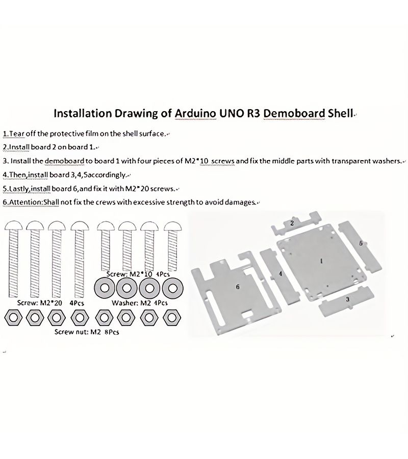 غطاء أردوينو UNO R3 شفاف من الأكريليك مع براغي للتثبيت، مقاوم للصدمات والخدوش، يسمح بتبديد الحرارة، طقم حماية للوحة، يتطلب تركيبًا. - Image 5