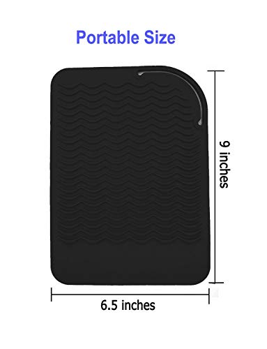 AFT90 Heat Resistant Mat for Curling Iron, Flat Irons and Hair Straightener Hair Styling Tools 9" x 6.5", Food Grade Silicone, Black - Image 4