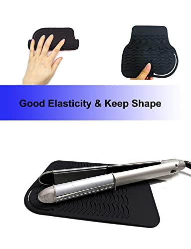AFT90 Heat Resistant Mat for Curling Iron, Flat Irons and Hair Straightener Hair Styling Tools 9" x 6.5", Food Grade Silicone, Black - Image 2