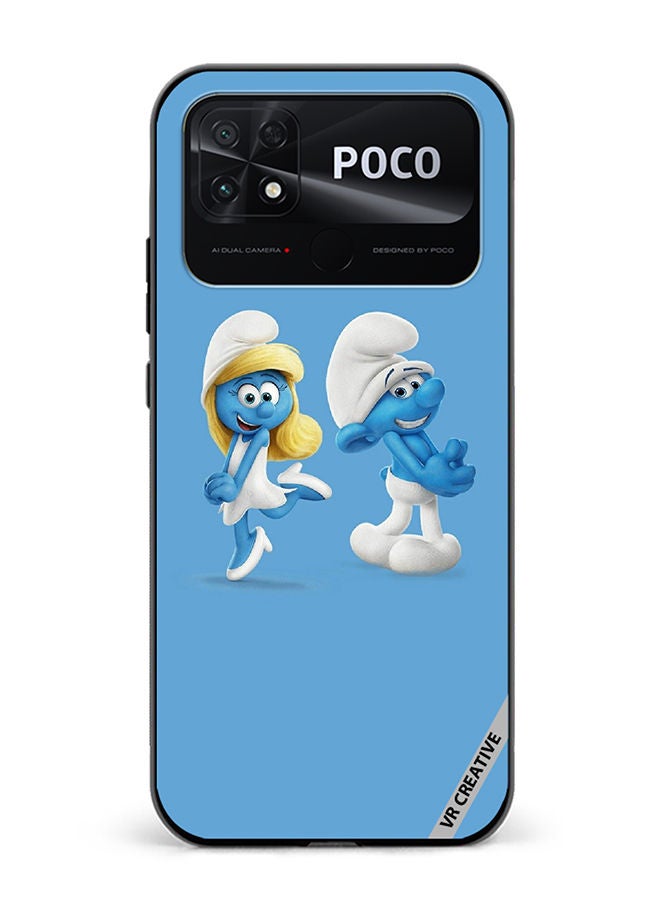 VR CREATIVE Protective Case Cover For Xiaomi Poco C40 The Smurfs Design Multicolour - Image 1