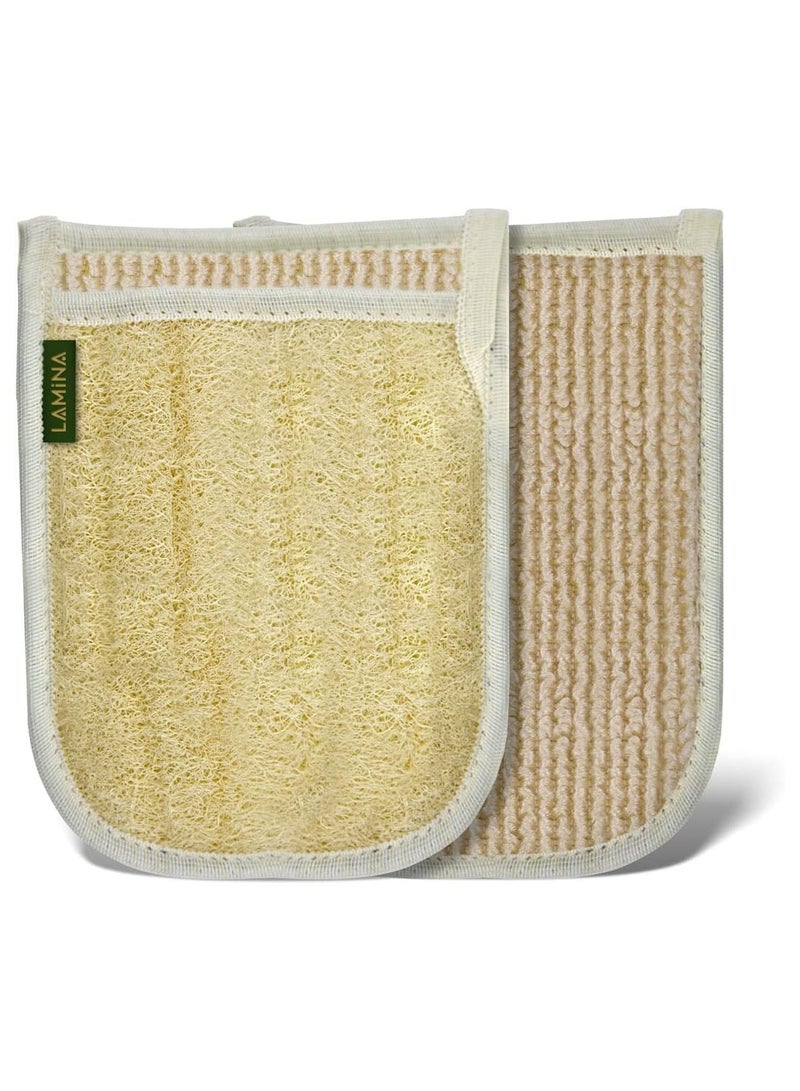 Sponge Bath Glove - Natural Exfoliating Glove with Loofah Pads for Body Cleansing and Powerful Skin Care  - Image 1