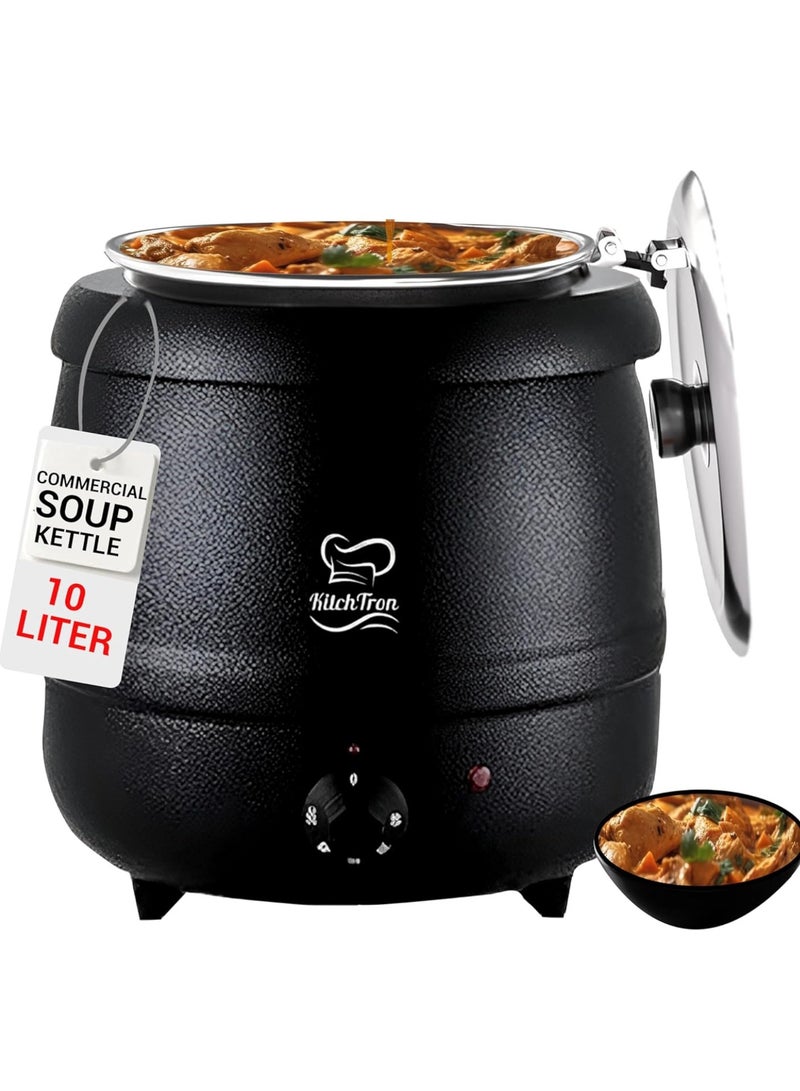كيتسترون غلاية حساء الطعام بسعة 10 لتر ، جهاز تسخين الحساء الكهربائي التجاري مع التحكم في درجة الحرارة ، للمطعم والعائلة الكبيرة - Image 1
