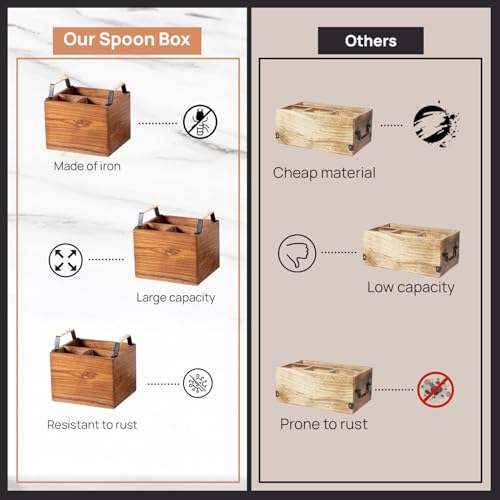 nestroots Wooden Cutlery Holder Spoon stand for kitchen | 7 Inch Brown | Cutlery Holder for Dining Table | Wooden Caddy Storage Organiser Stand Caddy Holder | Stylish Kitchen Décor - Image 5
