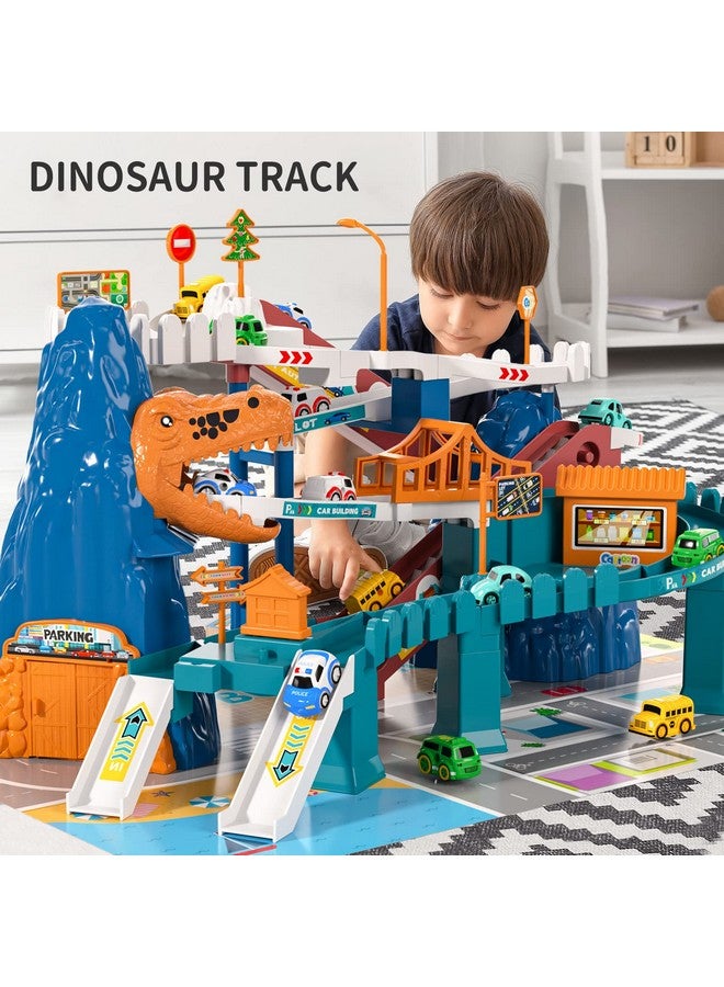 TEMI Boys Race Track Car Garage Parking Adventure Toy Gifts 3 4 5 6 7 8 9 Years Old Boys Girls Toddlers Preschool Car Games Gift Toys For Kids Vehicle Playsets (Dinosaur Track Car123248) - Image 4