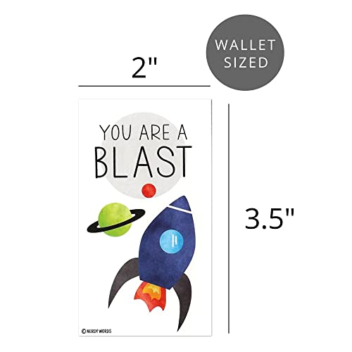 Nerdy Words Mini Outer Space Stars, Ship and Planets Funny Valentines (Wallet-Sized Valentines with Tiny Envelopes) Rocket Ship Cards for Valentine's Day (Set of 24) - Image 3
